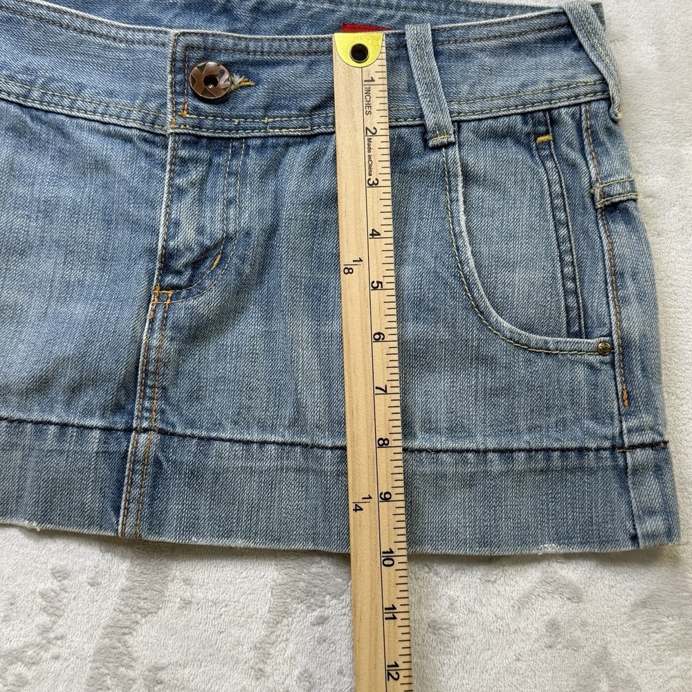 Y2K X2 Denim Micro Mini Skirt Size 6 Light Wash Low Rise Jean Stretch - Picture 6 of 7